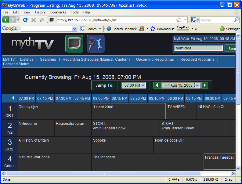 MythTv Browser UI